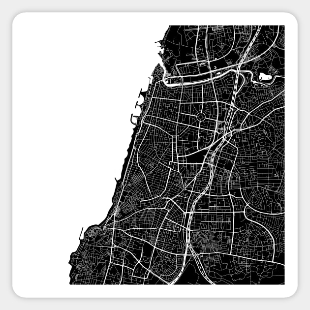 Tel Aviv Jaffa Map Map Poster Black and White, Israel Gift Printable, Modern Map Decor for Office Home Living Room, Map Art, Map Gifts Sticker by 44spaces